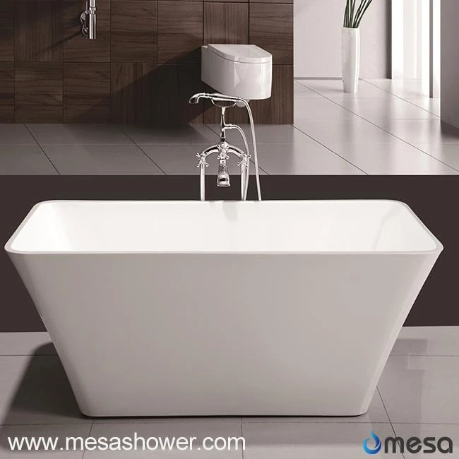 Freestanding Acrylic Bathtub 59 White w/ Rectangle Overflow