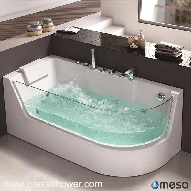 Corner Jetted Whirlpool Massage Acrylic Glass Modern Simple Design Bathtub Tub with Cheap Price