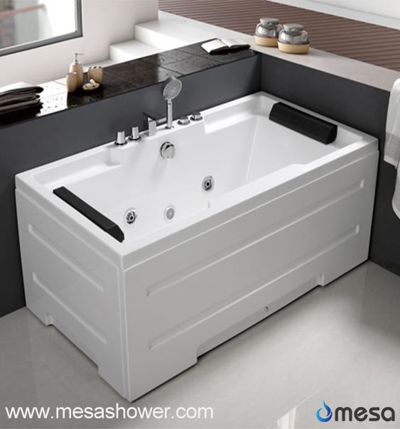 Rectangular Acrylic Two Person Bath Whirlpool Massage Tub