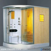 Luxury R-Shape Shower Room and Sauna Cabin Combo with Glass Door MER-044