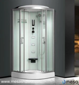 Sector Corner Tempered Glass Shower Enclosure With Seat And Tray