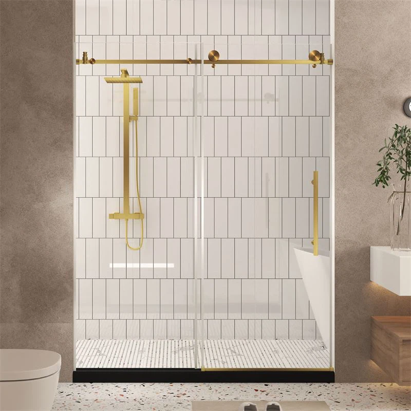 Brushed Brass Sliding Shower Door